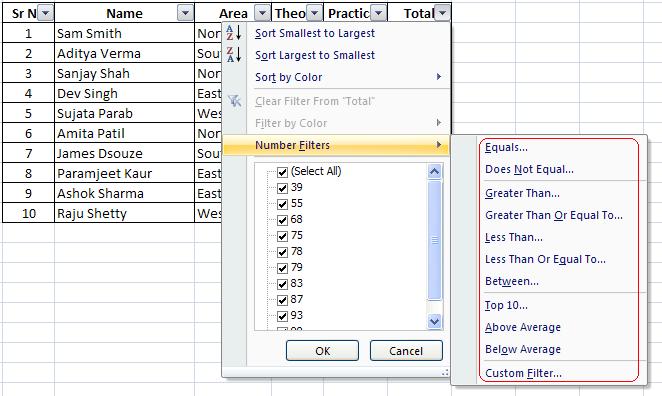 Excel Auto Filter